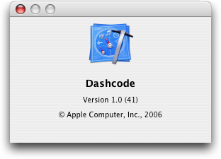 About Dashcode window